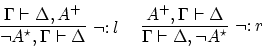 \begin{displaymath}
\infer[\neg\colon l]{\neg A^\star, \Gamma \vdash \Delta}{\Ga...
...\Gamma \vdash \Delta, \neg A^\star}{A^+,
\Gamma \vdash \Delta}
\end{displaymath}