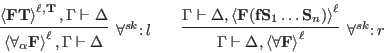 \begin{displaymath}
\infer[\forallsklnt]{\ls{\forall_\alpha\HT{F}}{\ell}, \Gamma...
... \seq \Delta, \ls{\HT{F}(\SF{f}\HT{S}_1\ldots\HT{S}_n)}{\ell}}
\end{displaymath}